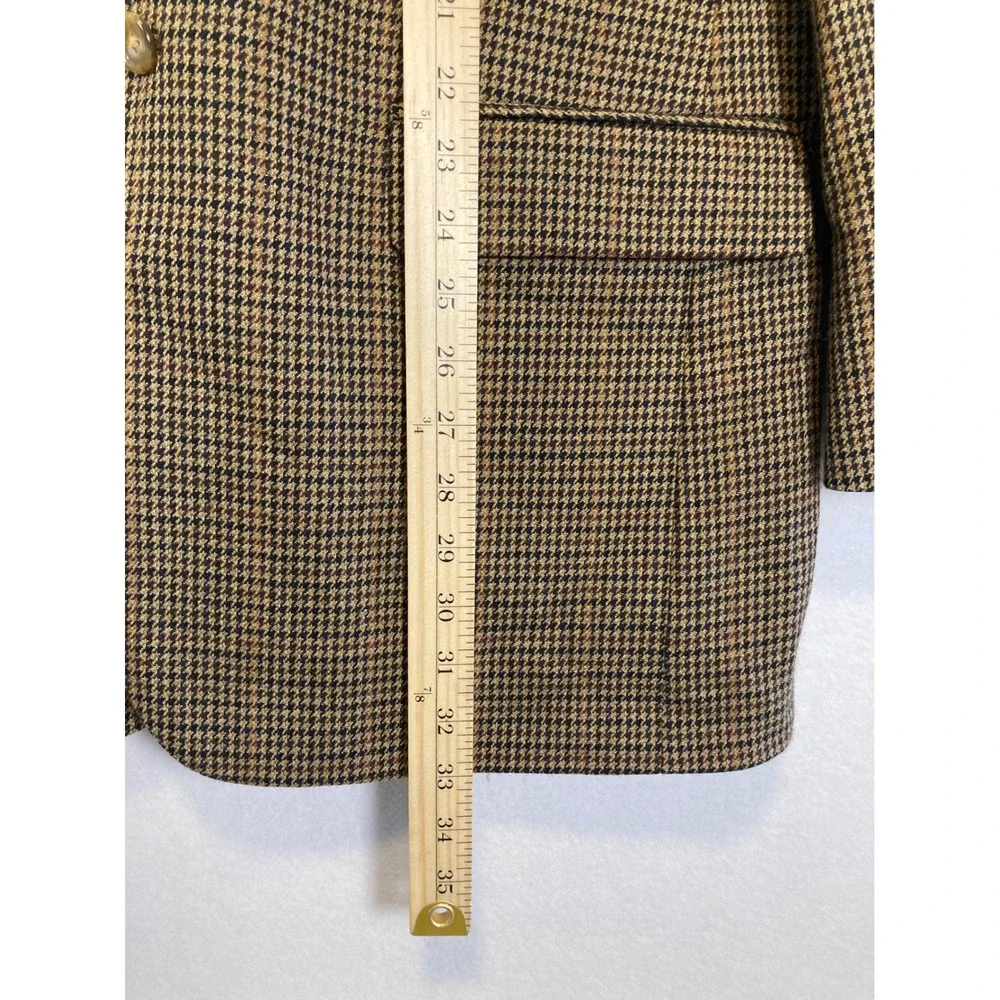 Dark Academia‎ Bert Pulitzer Mens 42L Brown Lambswool Houndstooth Blazer Jacket